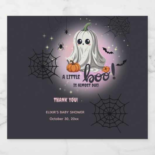 Halloween Pumpkin Little Boo Baby Dusche Schaumweinetikett (Einzelnes Label)