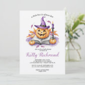 Halloween Pumpkin Little Boo Babydusche Einladung (Stehend Vorderseite)