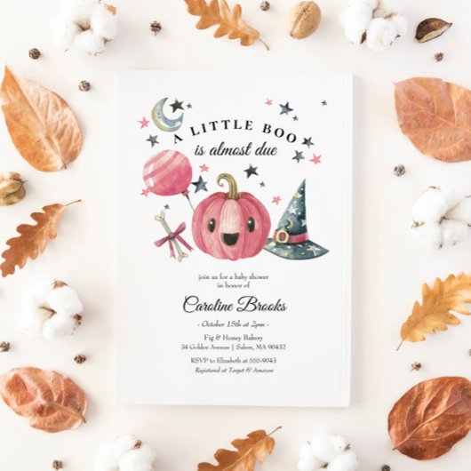 Halloween Pumpkin Little Boo Pink Babydusche Einladung