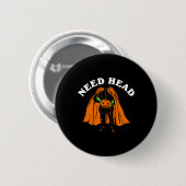 Halloween Pumpkin Man Need Head Costume Party Button (Vorne & Hinten)