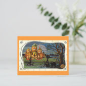 Halloween Pumpkin Men Fantasy Vintag Postkarte (Stehend Vorderseite)