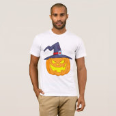Halloween Pumpkin mit einem Hexenhutenmann-T - Shi T-Shirt (Vorne ganz)