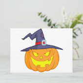 Halloween Pumpkin mit einer Hexenhut-Einladung Einladung (Stehend Vorderseite)