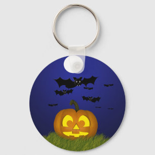 Halloween Pumpkin mit Fledermaus-Schlüsselanhänger Schlüsselanhänger