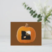 Halloween Pumpkin mit Foto von Couple Postcard Postkarte (Stehend Vorderseite)