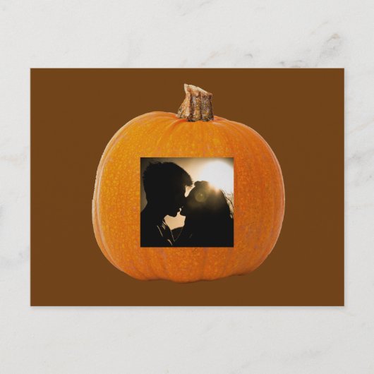 Halloween Pumpkin mit Foto von Couple Postcard Postkarte (Vorderseite)