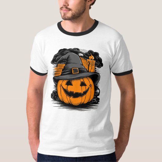 Halloween Pumpkin mit Hut, Men's T-Shirt (Vorderseite)