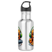 Halloween Pumpkin mit Kopfhörern und Spielen? Edelstahlflasche (Vorderseite)