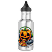 Halloween Pumpkin mit Kopfhörern und Spielen? Edelstahlflasche (Rechts)