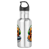 Halloween Pumpkin mit Kopfhörern und Spielen? Edelstahlflasche (Rückseite)