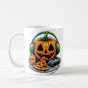 Halloween Pumpkin mit Kopfhörern und Spielen? Kaffeetasse