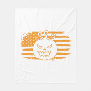 Halloween Pumpkin Monster USA Flag Fleecedecke