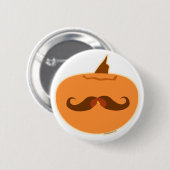 Halloween Pumpkin Mustache Button (Vorne & Hinten)