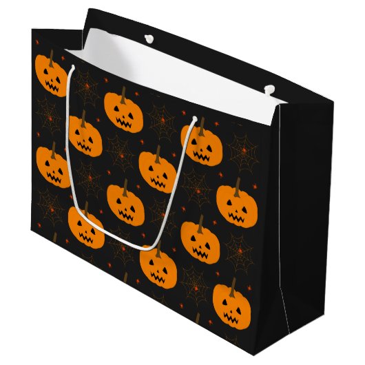 Halloween Pumpkin Muster große Geschenktasche Große Geschenktüte (Vorderseite Schrägansicht)