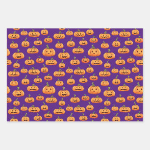 Halloween Pumpkin Nahtloses Muster Geschenkpapier Set