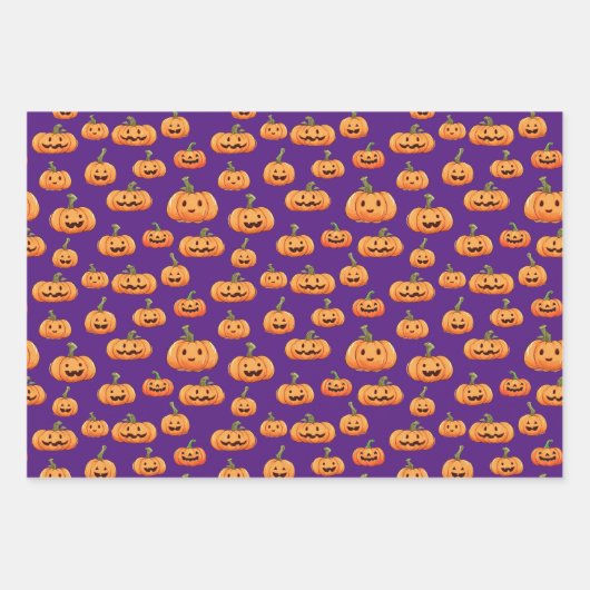 Halloween Pumpkin Nahtloses Muster Geschenkpapier Set (Vorderseite)