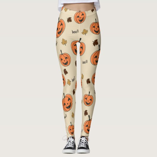Halloween Pumpkin Nahtloses Muster Leggings (Vorderseite)