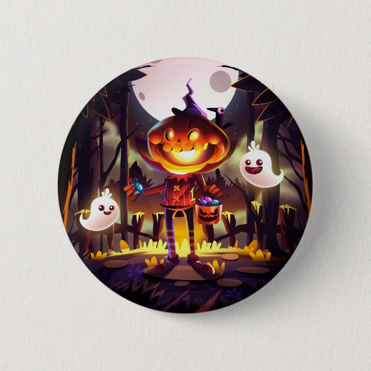 Halloween Pumpkin Niedlich Ghosts Moon Beängstigen Button (Vorderseite)