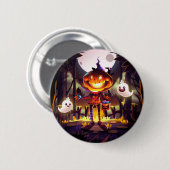 Halloween Pumpkin Niedlich Ghosts Moon Beängstigen Button (Vorne & Hinten)