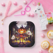 Halloween Pumpkin Niedlich Ghosts Moon Beängstigen Pappteller (Party)