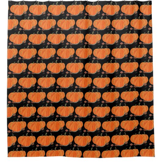 Halloween Pumpkin Niedlich Pattern Orange Fall Web Duschvorhang (Vorderseite)