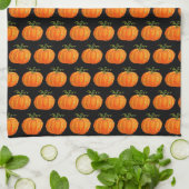 Halloween Pumpkin Niedlich Pattern Orange Fall Web Geschirrtuch (Gefaltet)