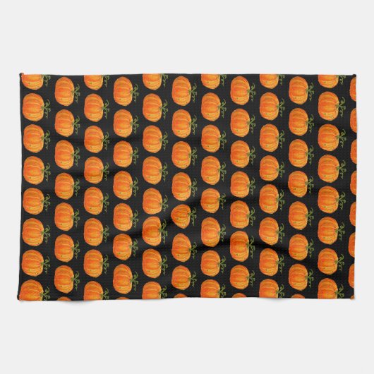 Halloween Pumpkin Niedlich Pattern Orange Fall Web Geschirrtuch (Horizontal)