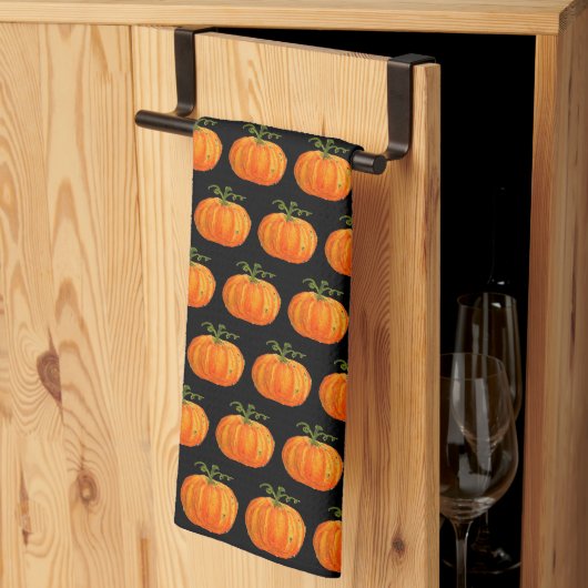 Halloween Pumpkin Niedlich Pattern Orange Fall Web Geschirrtuch (Drittel gefaltet)