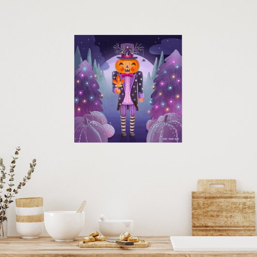 Halloween Pumpkin Nutcracker Art Print Poster (Küche)