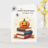 Halloween Pumpkin on Books Niedlich Spirit Karte (Gelbe Blume)