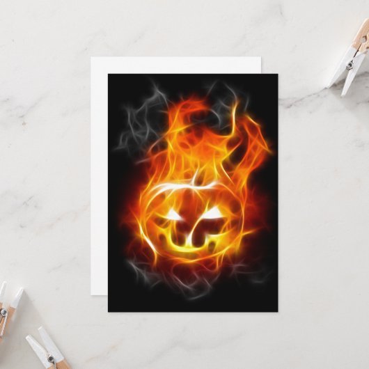 Halloween Pumpkin on Fire Karte (Vorderseite/Rückseite Beispiel)