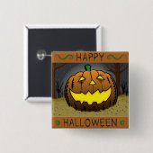 Halloween Pumpkin on Hay Button (Vorne & Hinten)