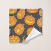Halloween Pumpkin Orange Black Jack O'Lantern Badhandtuch Set (Waschlappen)