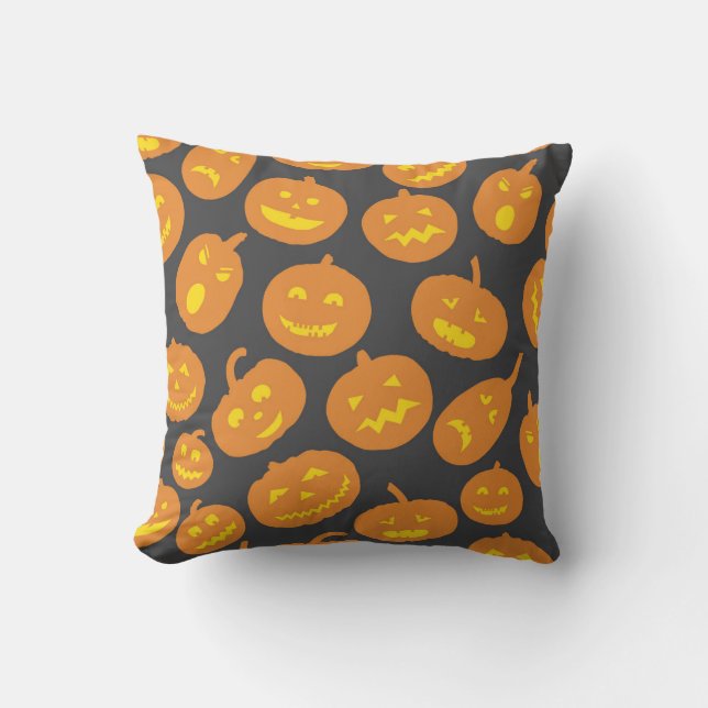 Halloween Pumpkin Orange Black Jack O'Lantern Kissen (Vorderseite)