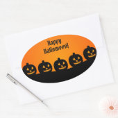 Halloween Pumpkin Orange Black Spooky Silhouette Ovaler Aufkleber (Umschlag)