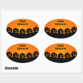 Halloween Pumpkin Orange Black Spooky Silhouette Ovaler Aufkleber (Blatt)