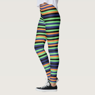 Halloween Pumpkin Orange Black Strip Leggings