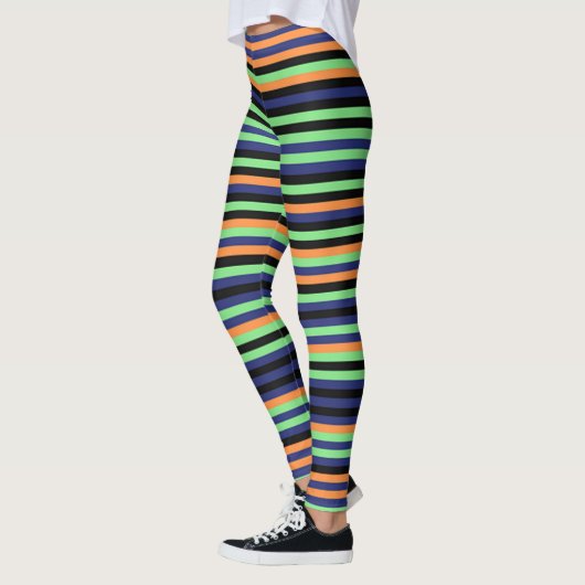Halloween Pumpkin Orange Black Strip Leggings (Links)