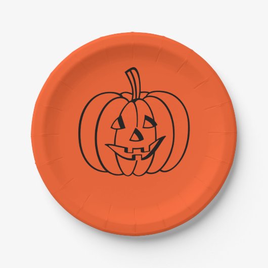 Halloween Pumpkin Orange Jack-o-Lantern Pappteller (Vorderseite)