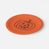 Halloween Pumpkin Orange Jack-o-Lantern Pappteller (Schrägansicht)