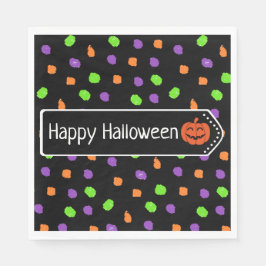 Halloween Pumpkin Orange, Lila und Limettengrün Serviette