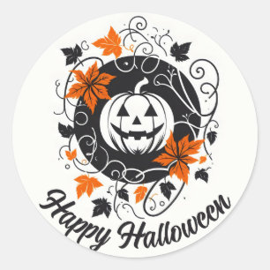 Halloween Pumpkin Orange Schwarz-weiß Runder Aufkleber