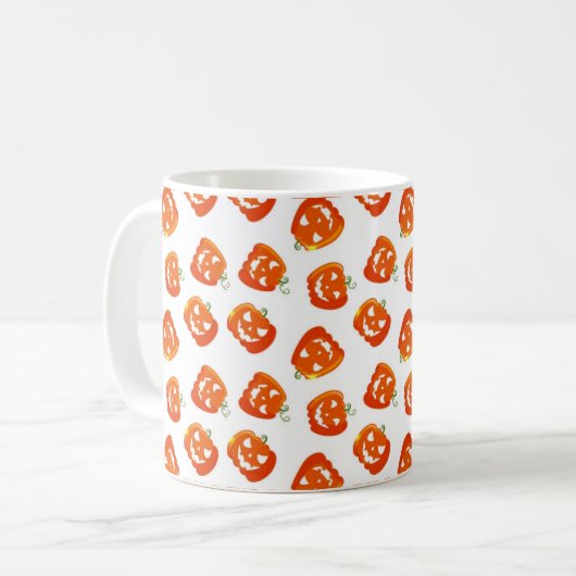 Halloween Pumpkin Orange Trick oder Treat Holiday Kaffeetasse (Vorderseite Links)