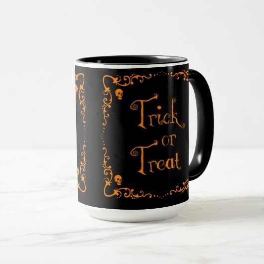 Halloween Pumpkin Orange Trick oder Treat Tasse (VorderseiteRechts)