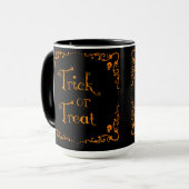 Halloween Pumpkin Orange Trick oder Treat Tasse (Vorderseite Links)