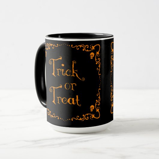 Halloween Pumpkin Orange Trick oder Treat Tasse (Vorderseite Links)