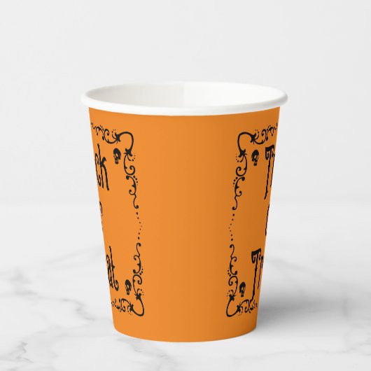 Halloween Pumpkin Orange und Black Trick oder Tref Pappbecher (Links)