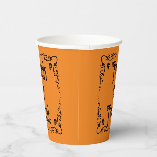 Halloween Pumpkin Orange und Black Trick oder Tref Pappbecher (Rechts)