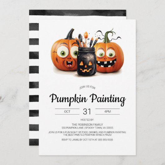 Halloween Pumpkin Painting Party Einladung (Vorne/Hinten)