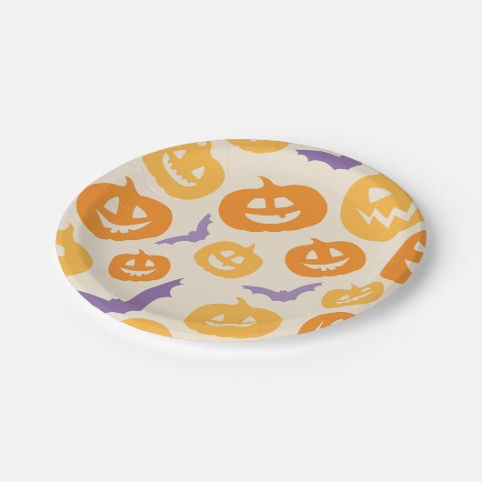 Halloween Pumpkin Paper Plate Pappteller (Schrägansicht)